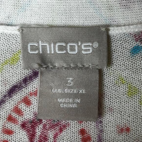 Chicos NWT Cardigan Size 3 XL Paisley Bright Colors Open Front Cotton Nylon - Picture 7 of 9